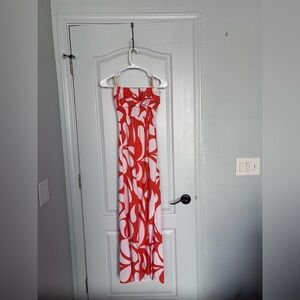 Escapada Vibrant Orange and White Maxi Dress